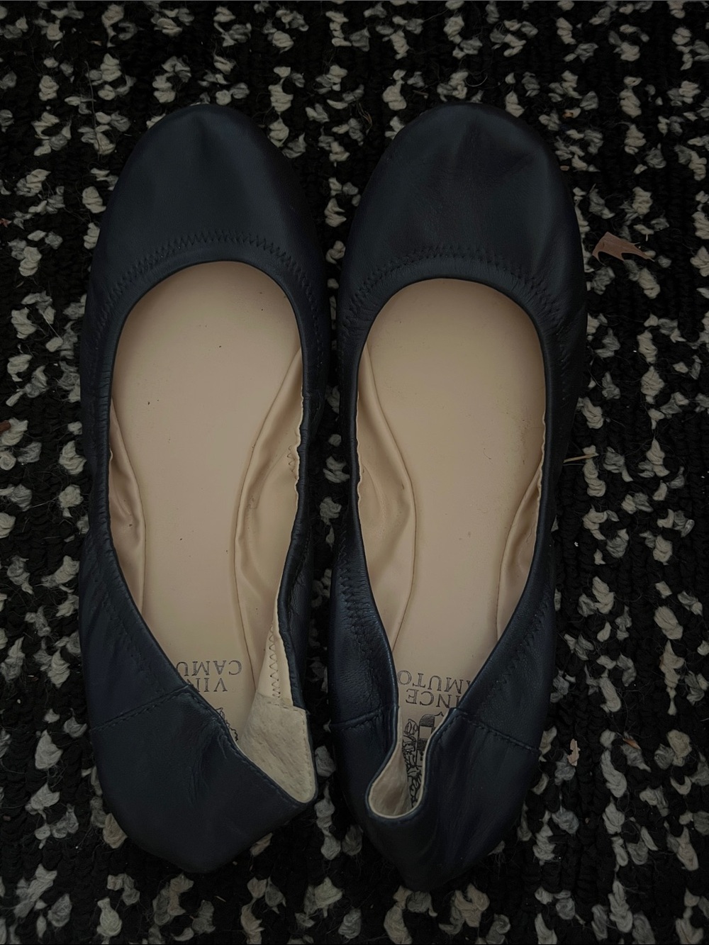 Vince Camuto Navy Leather Ballet Flats